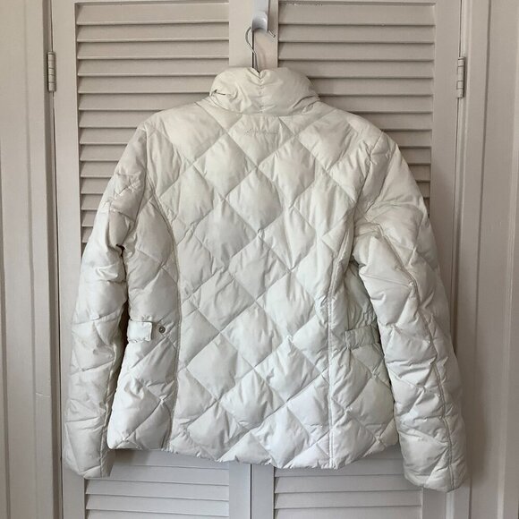 Eddie Bauer women's goose down puffer jacket white large EB700 quilted *flaw* - Picture 7 of 13